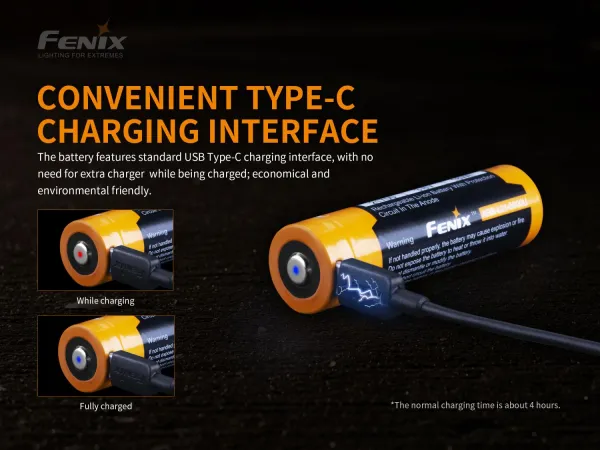 FENIX 21700 5000 mAh s USB-C (Li-Ion) nabíjací akumulátor