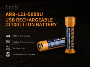 FENIX 21700 5000 mAh s USB-C (Li-Ion) nabíjací akumulátor