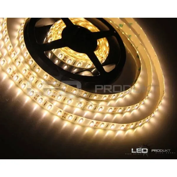 LEDprodukt 5m LED pásik 60LED/m vodeodolný SMD2835 4,8W/m teplá biela IP65 12V