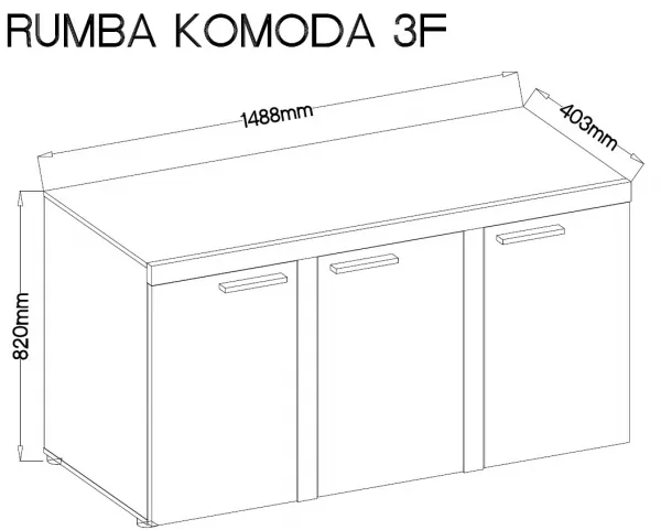 Komoda RUMBA 3F Farba: Biela