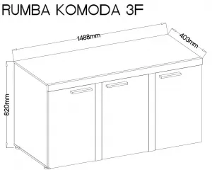 Komoda RUMBA 3F Farba: Biela