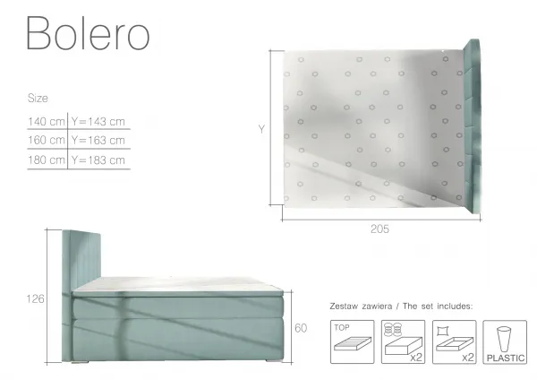Boxspring Bolero Látka: Soft 33, Rozmer: 140 x 200