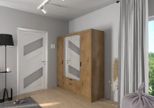 Skriňa so zrkadlom ELENA 4D Farba: Biela