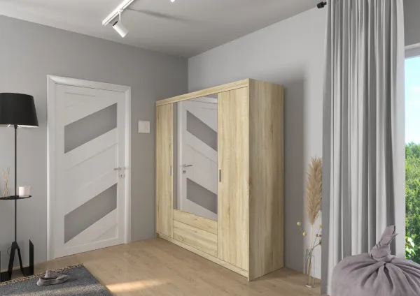 Skriňa so zrkadlom ELENA 4D Farba: Biela