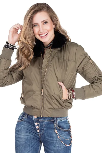 Dámska bunda CIPO & BAXX WJ141 KHAKI Farba: Zelená, Konfekčná veľkosť: M