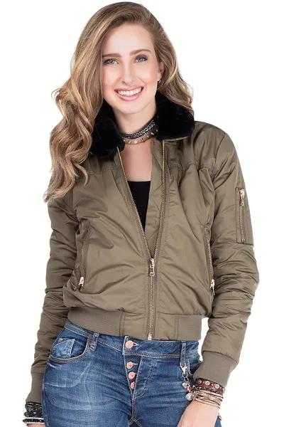 Dámska bunda CIPO & BAXX WJ141 KHAKI Farba: Zelená, Konfekčná veľkosť: M
