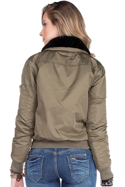 Dámska bunda CIPO & BAXX WJ141 KHAKI Farba: Zelená, Konfekčná veľkosť: M