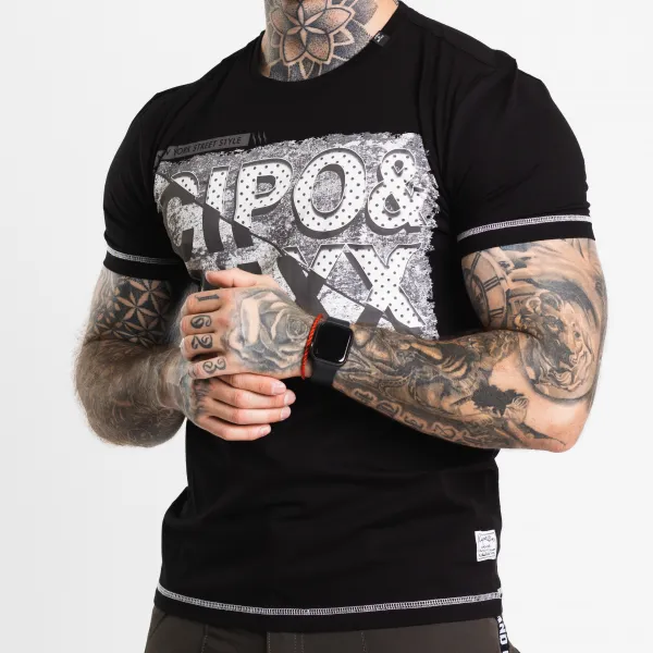 Pánske tričko CIPO & BAXX CT677 BLACK Farba: Čierna, Konfekčná veľkosť: S