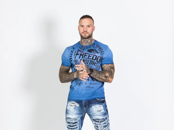 Pánske tričko CIPO & BAXX CT689 BLUE Farba: Modrá, Konfekčná veľkosť: M