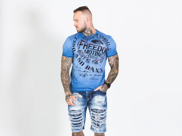 Pánske tričko CIPO & BAXX CT689 BLUE Farba: Modrá, Konfekčná veľkosť: M
