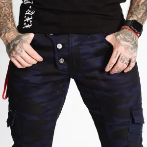 Pánske maskáčové joggery CIPO & BAXX CD690 CAMOUFLAGE-BLUE Farba: Modrá, Konfekčná veľkosť: W30/L32