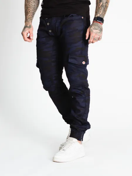 Pánske maskáčové joggery CIPO & BAXX CD690 CAMOUFLAGE-BLUE Farba: Modrá, Konfekčná veľkosť: W30/L32