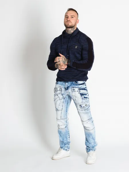 Pánsky sveter CIPO & BAXX CP252 INDIGO-NAVY BLUE Farba: Modrá, Konfekčná veľkosť: M