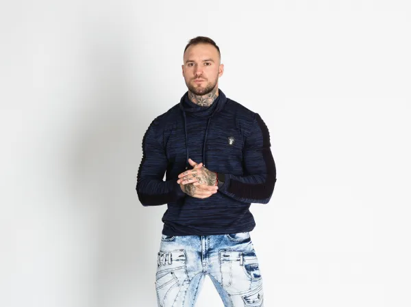 Pánsky sveter CIPO & BAXX CP252 INDIGO-NAVY BLUE Farba: Modrá, Konfekčná veľkosť: M