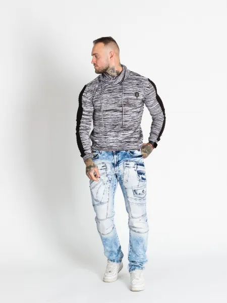 Pánsky sveter CIPO & BAXX CP252 BLACK-GREY Farba: Sivá, Konfekčná veľkosť: XXL