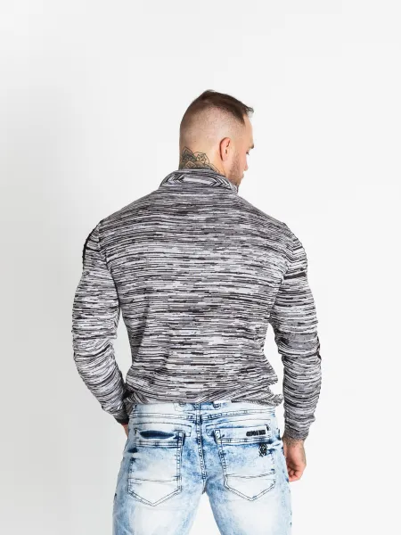 Pánsky sveter CIPO & BAXX CP252 BLACK-GREY Farba: Sivá, Konfekčná veľkosť: XXL