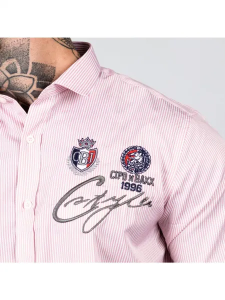 Pánska košeľa CIPO & BAXX CH180 PINK Farba: Ružová, Konfekčná veľkosť: M