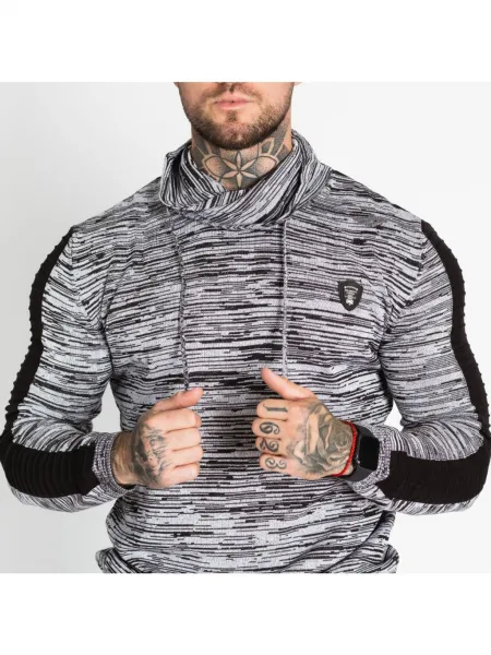 Pánsky sveter CIPO & BAXX CP252 BLACK-GREY Farba: Sivá, Konfekčná veľkosť: XXL