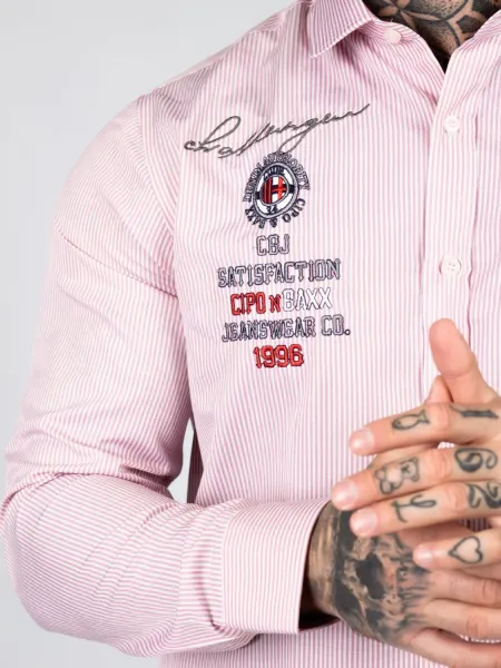 Pánska košeľa CIPO & BAXX CH180 PINK Farba: Ružová, Konfekčná veľkosť: M