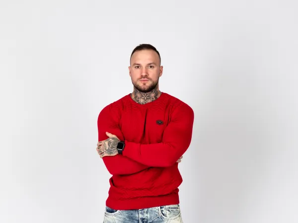 Pánsky sveter CIPO & BAXX CP240 RED Farba: Červená, Konfekčná veľkosť: S