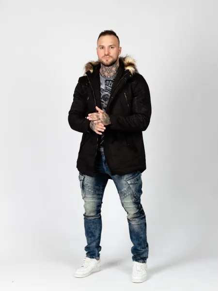 Pánska zimná bunda CIPO & BAXX CJ195 BLACK Farba: Čierna, Konfekčná veľkosť: M