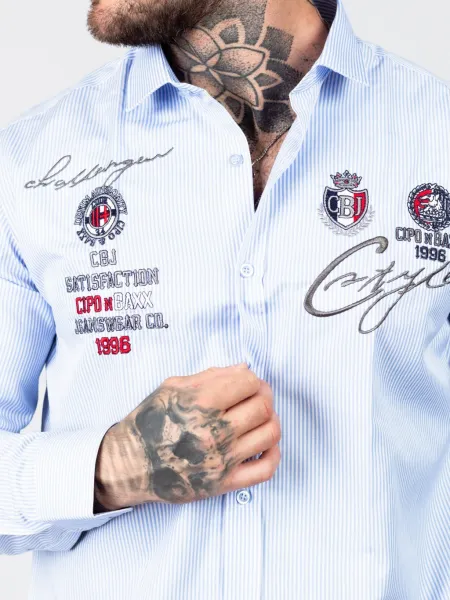 Pánska košeľa CIPO & BAXX CH184 BLUE Farba: Modrá, Konfekčná veľkosť: S