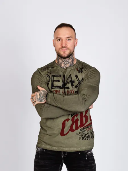 Pánske tričko CIPO & BAXX CL518 KHAKI Farba: Khaki, Konfekčná veľkosť: S