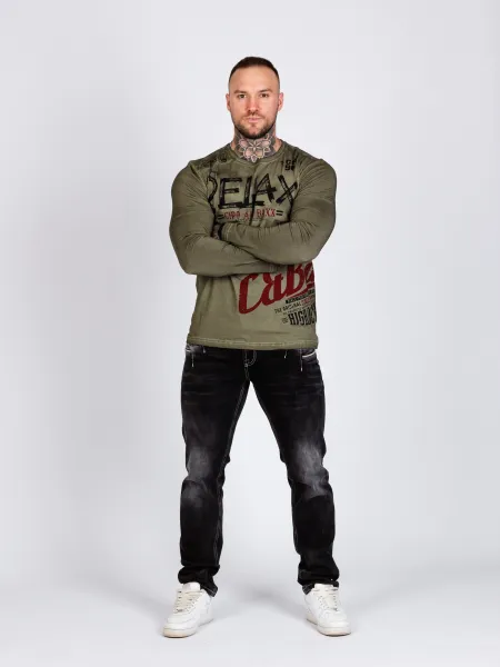 Pánske tričko CIPO & BAXX CL518 KHAKI Farba: Khaki, Konfekčná veľkosť: S