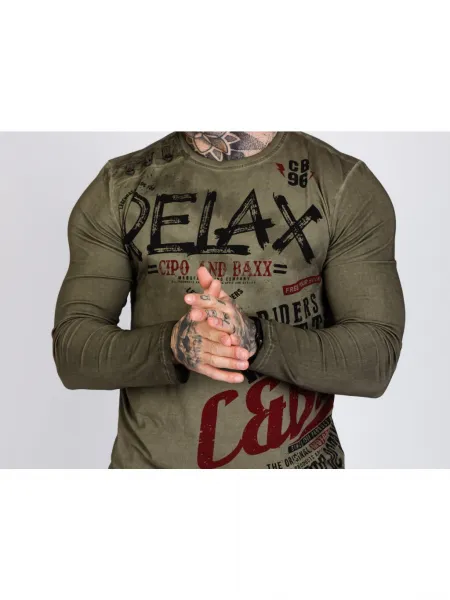 Pánske tričko CIPO & BAXX CL518 KHAKI Farba: Khaki, Konfekčná veľkosť: S