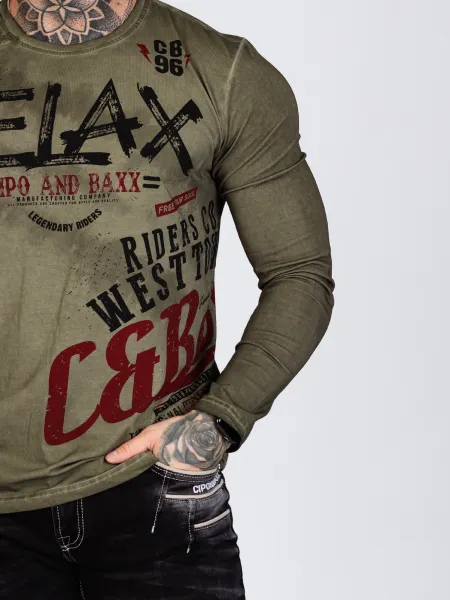 Pánske tričko CIPO & BAXX CL518 KHAKI Farba: Khaki, Konfekčná veľkosť: S