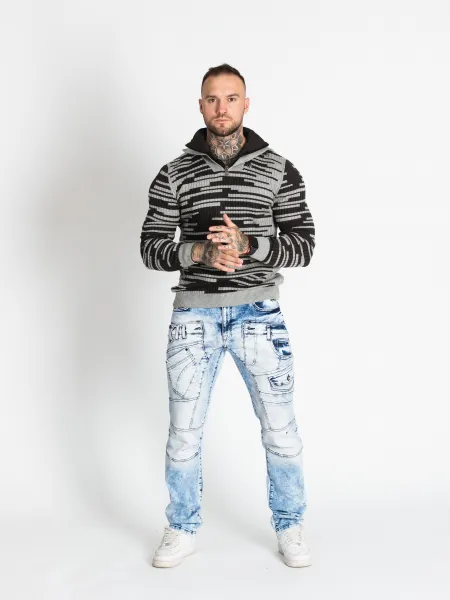 Pánsky sveter CIPO & BAXX CP245 GREY-ANTRASIT Farba: Sivá, Konfekčná veľkosť: XXL