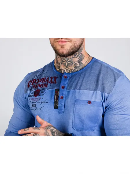 Pánske tričko CIPO & BAXX CL527 BLUE Farba: Modrá, Konfekčná veľkosť: M