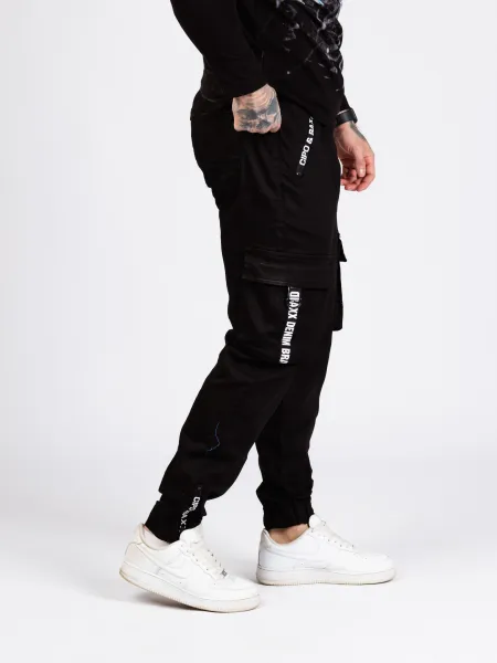 Pánske kapsáčové joggery CIPO & BAXX CD788 BLACK Farba: Černá, Konfekčná veľkosť: W32/L32
