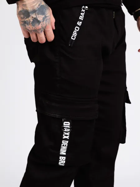 Pánske kapsáčové joggery CIPO & BAXX CD788 BLACK Farba: Černá, Konfekčná veľkosť: W32/L32