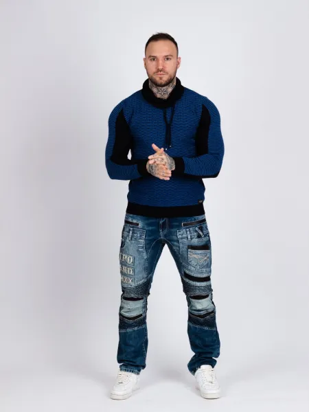 Pánsky sveter CIPO & BAXX CP264 NAVY BLUE Farba: Modrá, Konfekčná veľkosť: S