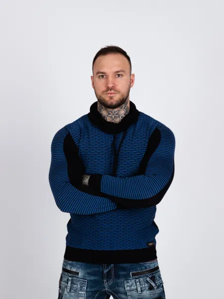 Pánsky sveter CIPO & BAXX CP264 NAVY BLUE Farba: Modrá, Konfekčná veľkosť: S