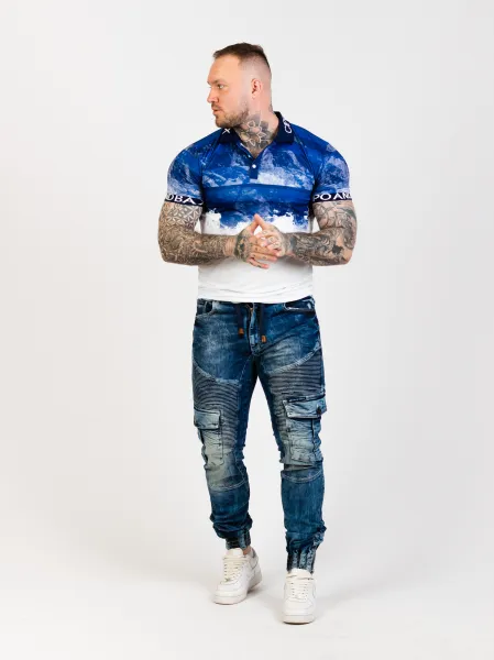 CIPO & BAXX Pánske tričko CT699 BLUE Farba: Modrá, Konfekčná veľkosť: S