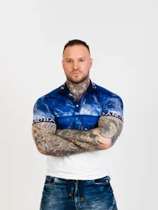 CIPO & BAXX Pánske tričko CT699 BLUE Farba: Modrá, Konfekčná veľkosť: S