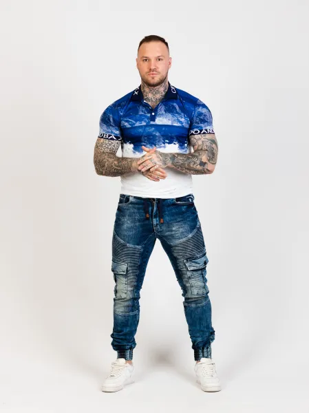 CIPO & BAXX Pánske tričko CT699 BLUE Farba: Modrá, Konfekčná veľkosť: S