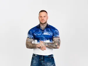 CIPO & BAXX Pánske tričko CT699 BLUE Farba: Modrá, Konfekčná veľkosť: S