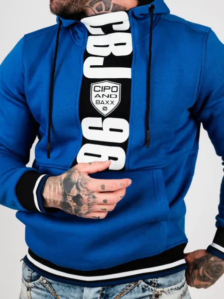 Pánska mikina CIPO & BAXX CL478 SAXEBLUE Farba: Modrá, Konfekčná veľkosť: M