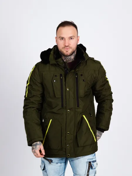 Pánska zimná bunda CIPO & BAXX CM130 KHAKI Farba: Khaki, Konfekčná veľkosť: M