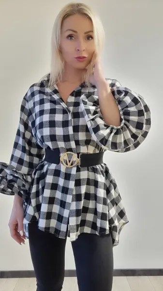 ASPERISSIA Dámska károvaná košeľa TUMIA Farba: Biela, Konfekčná veľkosť: ONESIZE