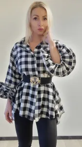 ASPERISSIA Dámska károvaná košeľa TUMIA Farba: Biela, Konfekčná veľkosť: ONESIZE