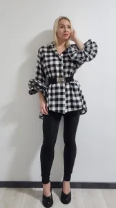ASPERISSIA Dámska károvaná košeľa TUMIA Farba: Biela, Konfekčná veľkosť: ONESIZE
