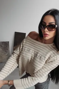 Olavoga Camila svetrík Farba: Béžovo - čierna, Konfekčná veľkosť: one-sized