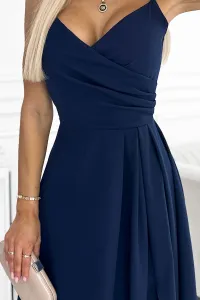 Numoco CHIARA elegantné maxi šaty na ramienka 299-7 Farba: Zelená, Veľkosť: M