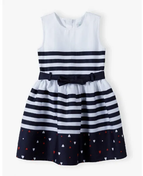 Fashionkids Dievčenské bavlnené šaty KLARKA Farba: Biela/tm.modrá, Veľkosť: 122