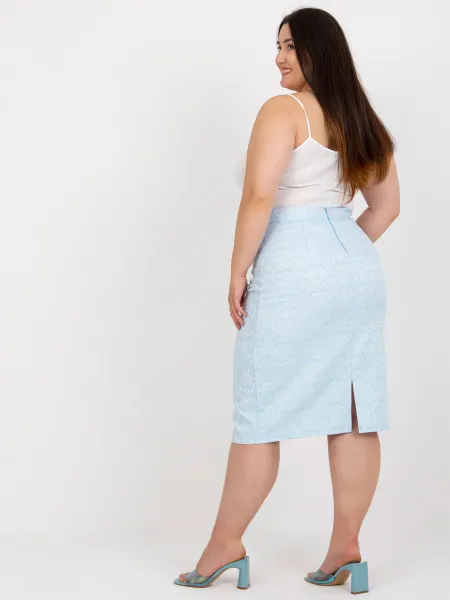 Factory Svetlomodrá elegantná sukňa plus size Farba: Modrá, Veľkosť molet: 46