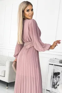 Numoco Dámske plisované šaty KLÁRA 414-8 Farba: Bežová, Veľkosť: UNI